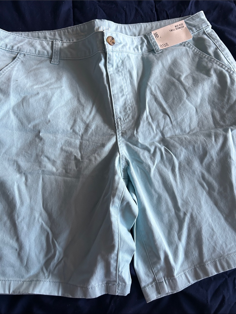 Teal mid rise Twill Bermuda Chino Shorts